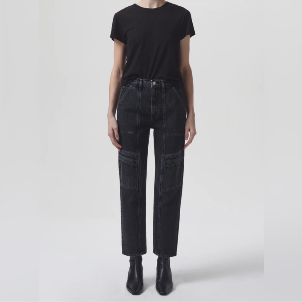 Agolde Cooper Black Straight Leg Cargo Jeans